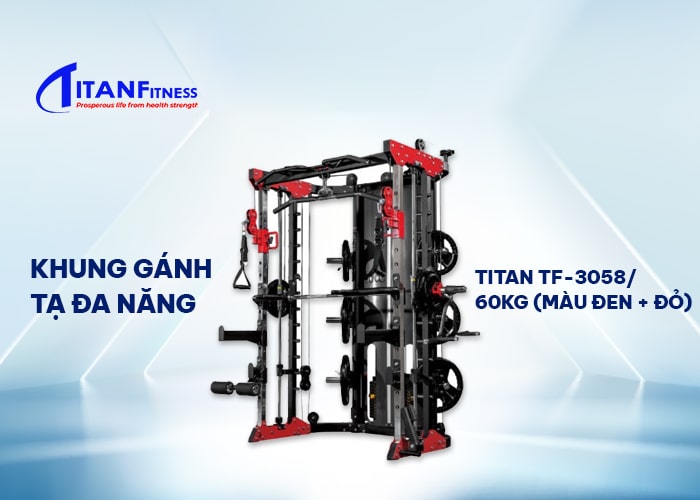 Khung gánh tạ đa năng Titan TF-3058/60kg (màu đen + đỏ)