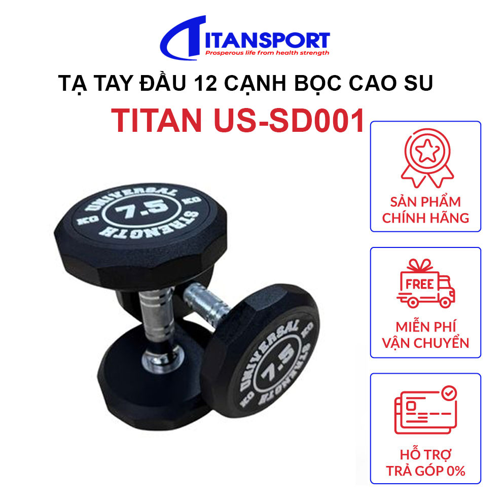 Tạ tay đầu 12 cạnh bọc cao su US-SD001